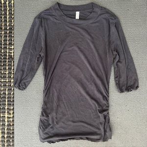 Free People Charcoal 3/4 Sleeve Top